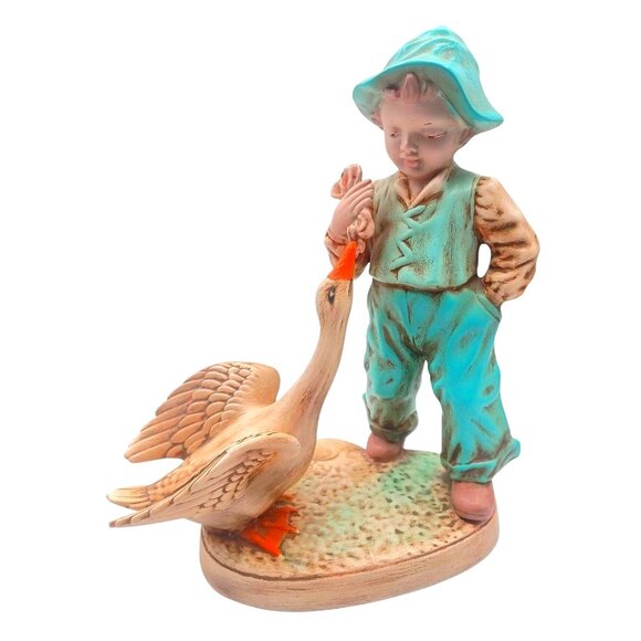 Vintage 1950 Holland Mold Dutch Boy & Girl With Geese Ceramic Figurines Set Of 2 - Picture 5 of 14